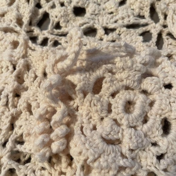 HAND MADE CROCHET WOMEN'S/TEEN CREAM SWEATER XS/S - Picture 6 of 6